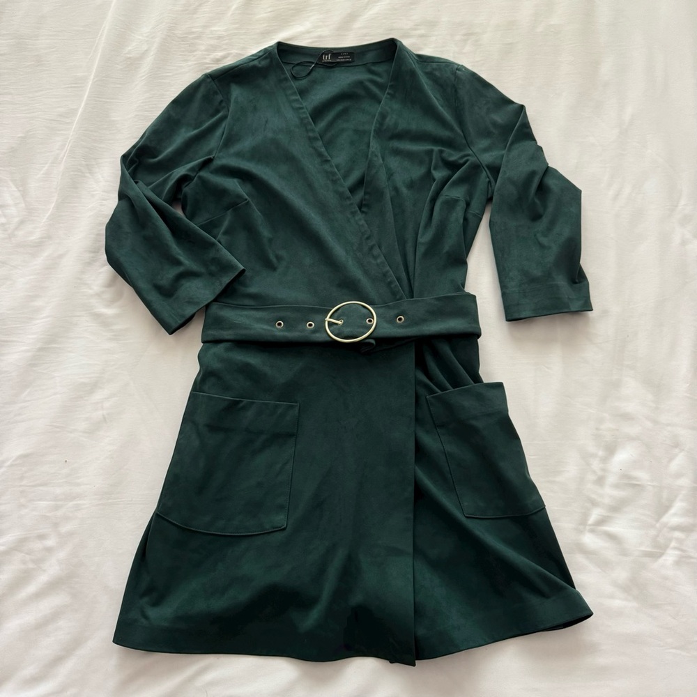 ZARA Green Suede Belted Romper